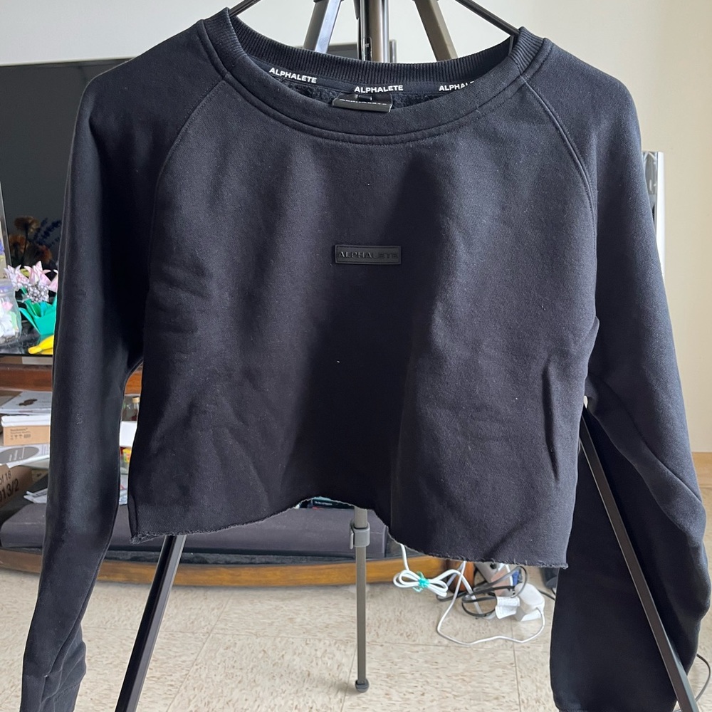 ALPHALETE Black Cropped Pullover
